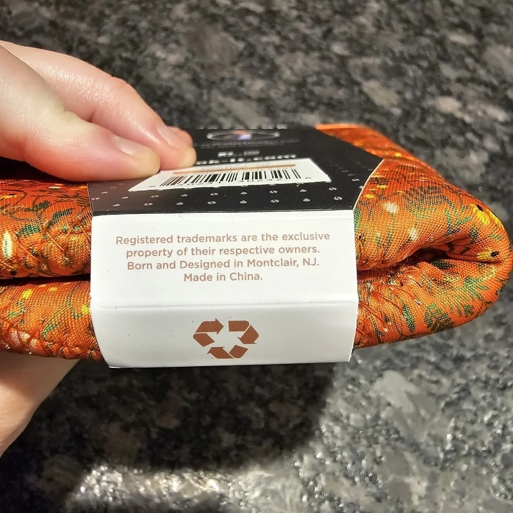 NWT JAVA SOK Orange Floral Print  Insulating Ice Coffee Sleeve XXL